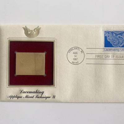 Lacemaking Appliqué Mixed Technique II Gold Stamp Replica First Day Cover