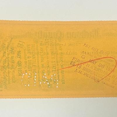 John L. Sullivan 1934 signed check