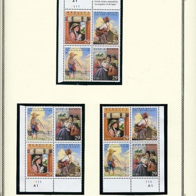 Little Women stamps 3 plate blocks 12 x 29 cent stamps