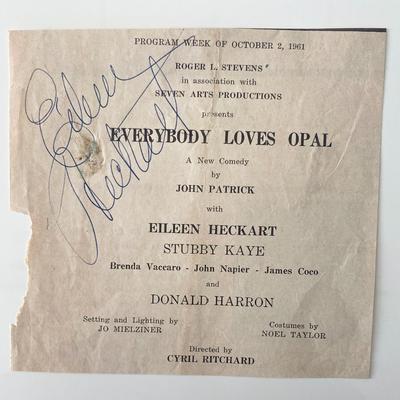 Eileen Heckart signed newspaper clipping