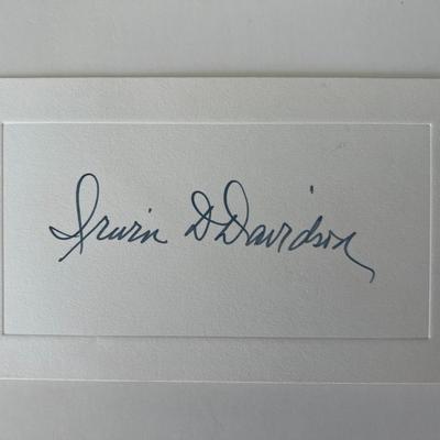 US House of Representatives Irwin D. Davidson original signature