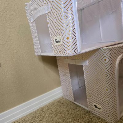 Set of 3 Collapsible Fabric Storage Bins with Clear Front Windows
