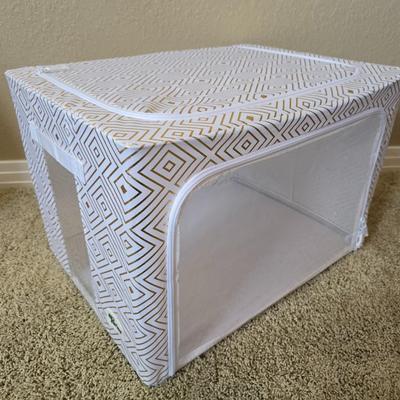 Set of 3 Collapsible Fabric Storage Bins with Clear Front Windows