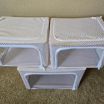 Set of 3 Collapsible Fabric Storage Bins with Clear Front Windows