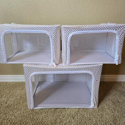 Set of 3 Collapsible Fabric Storage Bins with Clear Front Windows