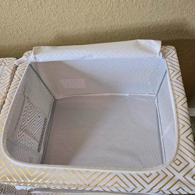Set of 3 Collapsible Fabric Storage Bins with Clear Front Windows