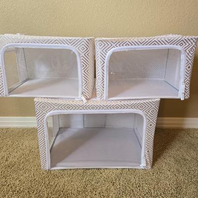 Set of 3 Collapsible Fabric Storage Bins with Clear Front Windows