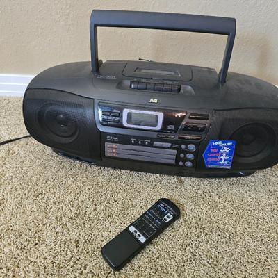 JVC 3-Disc CD Stereo System with Cassette, Radio & Remote