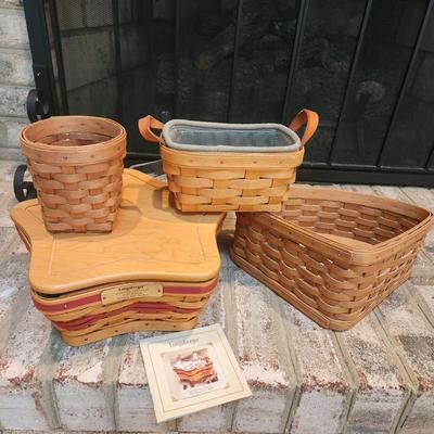 4 Longaberger Baskets Christmas 2001 Shining Star w liner & 2 Protectors, Triangle , 2002 2003