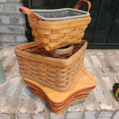4 Longaberger Baskets Christmas 2001 Shining Star w liner & 2 Protectors, Triangle , 2002 2003