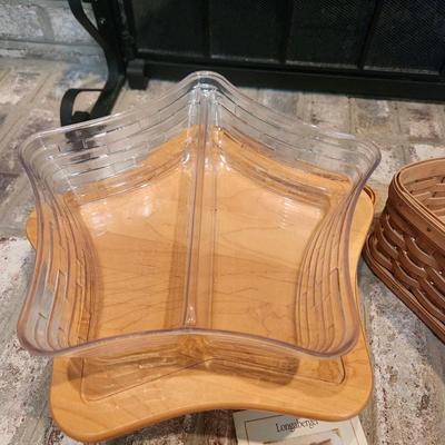 4 Longaberger Baskets Christmas 2001 Shining Star w liner & 2 Protectors, Triangle , 2002 2003