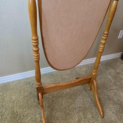 Vintage Oak Finish Cheval Floor Mirror – Tilting Full-Length