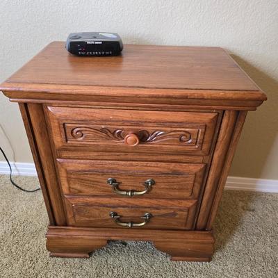 Heirloom Traditions Solid Wood Nightstand with Philips Magnavox Alarm Clock