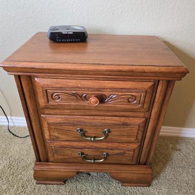 Heirloom Traditions Solid Wood Nightstand with Philips Magnavox Alarm Clock