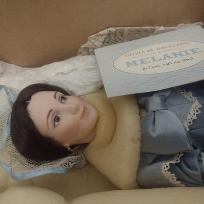 Franklin Heirloom Porcelain Doll Olivia De Havilland Gone with the Wind Melanie Doll with Box