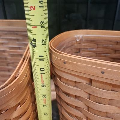2 Longaberger Baskets with Protectors 1 Leather Handles 2003 1 wood base 2005