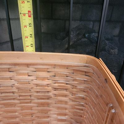 2 Longaberger Baskets with Protectors 1 Leather Handles 2003 1 wood base 2005