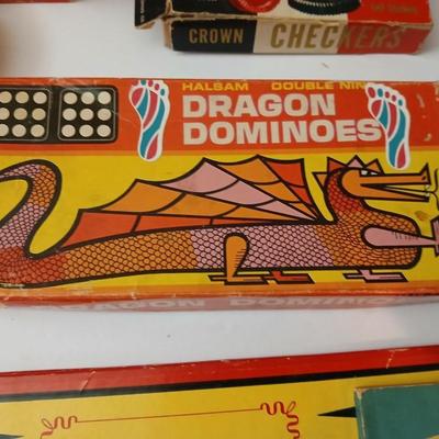Vintage Games & Puzzles Lot – Dominoes, Bingo, Cribbage & More