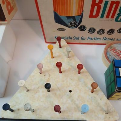 Vintage Games & Puzzles Lot – Dominoes, Bingo, Cribbage & More