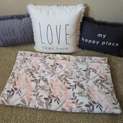 Decorative Pillow Trio & Floral Throw Blanket