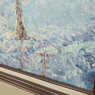 Vintage Winter Landscape Oil Painting