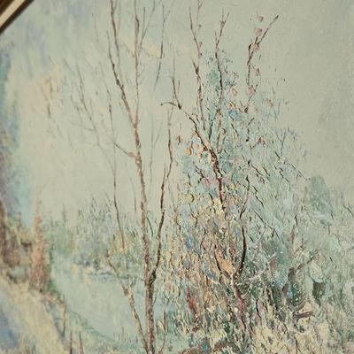 Vintage Winter Landscape Oil Painting