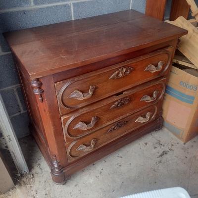Antique Mahogany Three Drawer Side Dresser
