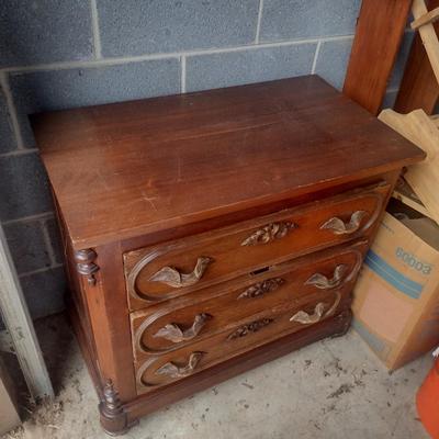 Antique Mahogany Three Drawer Side Dresser