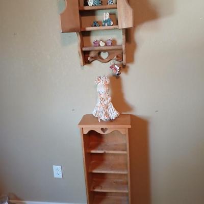 Country Cottage Pine Shelf Set – Wall Cabinet & Standing Shelf