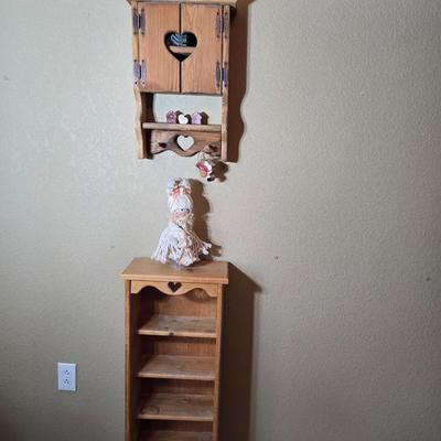 Country Cottage Pine Shelf Set – Wall Cabinet & Standing Shelf