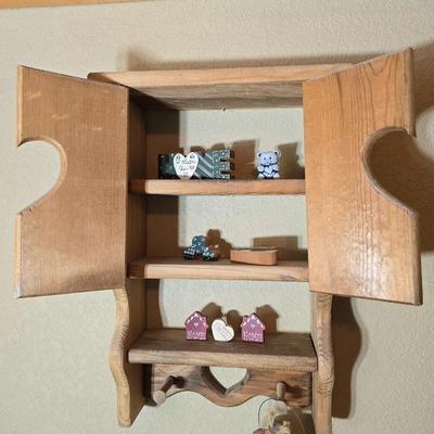 Country Cottage Pine Shelf Set – Wall Cabinet & Standing Shelf
