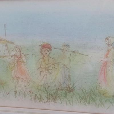Edna Hibel Framed Lithograph Guatemala Scene 140/295