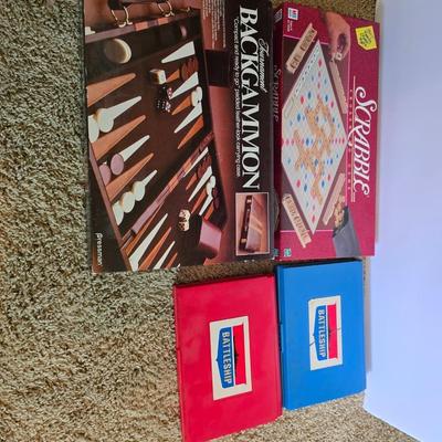 Vintage Board Game Lot – Scrabble, Backgammon & Battleship