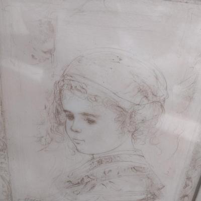 Edna Hibel Framed Lithograph Untitled II 49/70 Edition 295