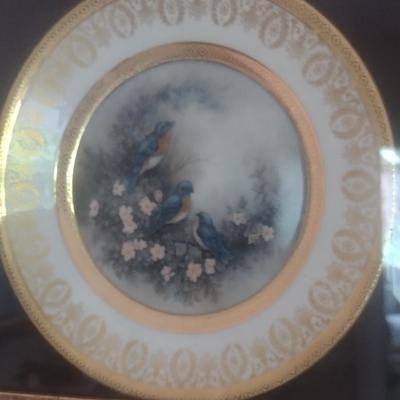 Pair of Framed Porcelain Hand Painted Wild Bird Plates Choice B