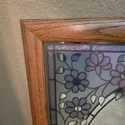 Floral Etched Mirror with Oak Frame – Vintage Style