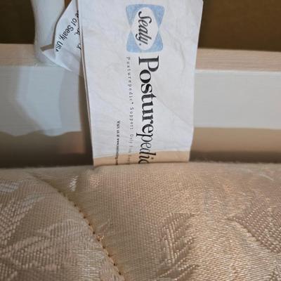 White Wooden Twin Bed with Bedding