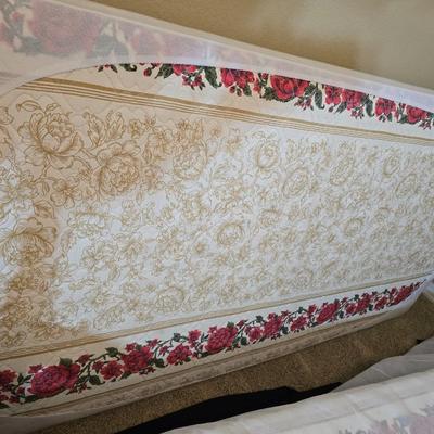 White Wooden Twin Bed with Bedding