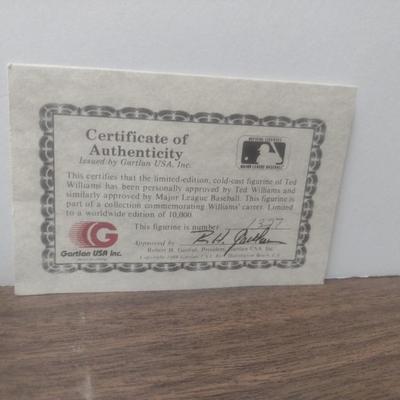Gartlan Ted Williams 'The Kid' Small No. 1327 Baseball Figurine with Box and COA