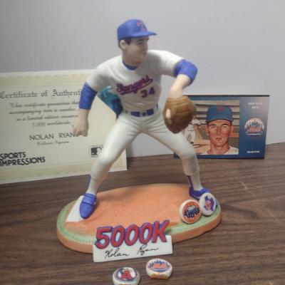 Sports Impressions Nolan Ryan 5000 Strikeouts Baseball Figurine with Box and COA
