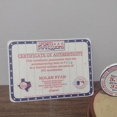 Sports Impressions Nolan Ryan Legend Baseball Figurine with Box and COA