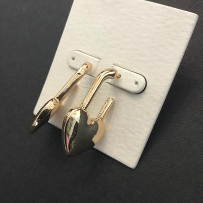 Very nice unique heart shaped safety pin, gold tone earrings