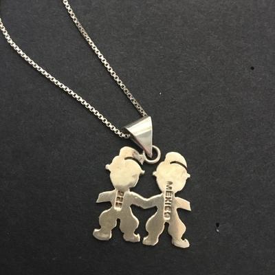 Vintage 925 Italy chain, and 925 Mexico pendant necklace