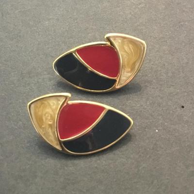 Vintage Monet signed enameled post back earrings