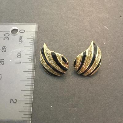 Vintage enameled, gold, toned earrings
