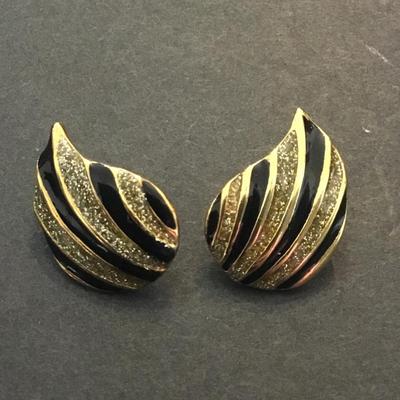 Vintage enameled, gold, toned earrings