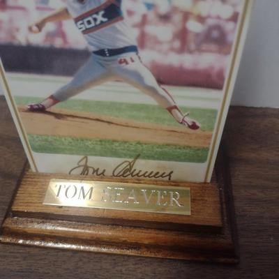 Armstrong Pro Tom Seaver Porcelain Baseball Card 1985 with Wood Base