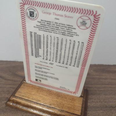 Armstrong Pro Tom Seaver Porcelain Baseball Card 1985 with Wood Base