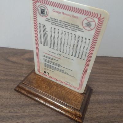 Armstrong Pro George Brett Porcelain Baseball Card 1985 with Wood Base