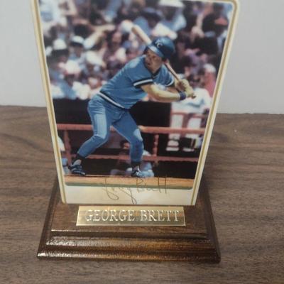 Armstrong Pro George Brett Porcelain Baseball Card 1985 with Wood Base